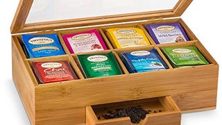 Premium Bamboo Tea Box Organizer - Wood Tea Chest with...