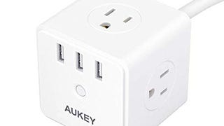 AUKEY Power Strip with 4 AC Outlets, 3 USB Charging Ports,...