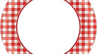 Amscan Disposable Classic Picnic Red Gingham Border Round...