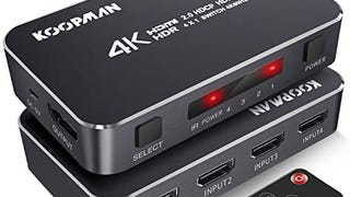 4K HDR HDMI Switch, Koopman 4 Ports 4K 60Hz HDMI 2.0 Switcher...