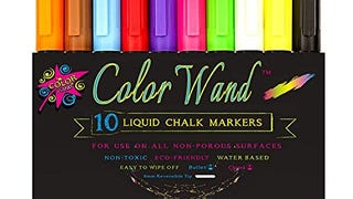 Color Wand Reversible Tip Liquid Chalk Markers, (10 Pens)...