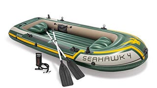 Intex Seahawk 4, 4-Person Inflatable Boat Set with Aluminum...