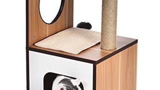 Amazon Basics Single Scratching Post Wooden Cat Tree Furniture...