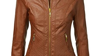 LL WJC747 Womens Dressy Vegan Leather Biker Jacket M...