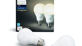 Philips Hue White A19 2-Pack 60W Equivalent Dimmable LED...