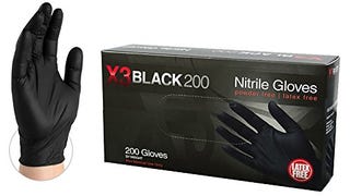 X3 Industrial Black Nitrile Gloves, Box of 200, 3 Mil, Size...