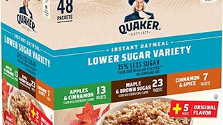 Quaker Instant Oatmeal, Lower Sugar, 4 Flavor Variety Pack,...