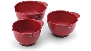 KitchenAid Classic Set of 3 Mixing Bowls , Red