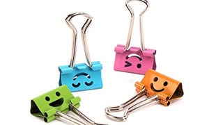 NUOLUX Binder Clips Metal Smiley Face File Paper Clip Clamp...