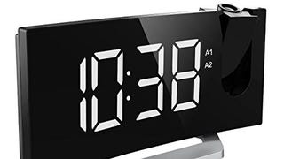 Mpow Projection Clock, FM Radio Alarm Clock, Curved-Screen...