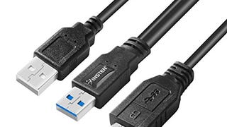 INSTEN Dual USB 3.0 Type A to Micro-B USB Y Shape High...