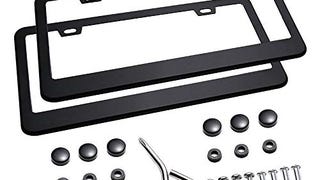 Roberly Matte Aluminum License Plate Frame with Black Screw...