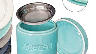 AQUA Bacon Grease Oil Container Storage Can Keeper w/Stainless...