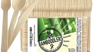 BAMBOODLERS Disposable Wooden Cutlery Set | 100% All-Natural,...