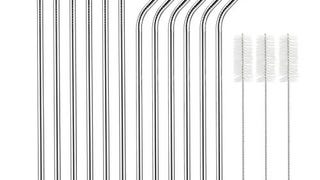 X-Chef Reusable Metal Drinking Straws, 12 Stainless Steel...