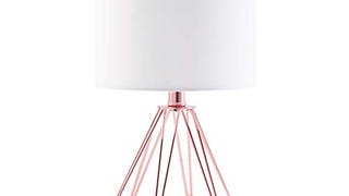 CO-Z Modern Table Lamp with White Fabric Shade, Rose Gold...