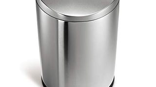 simplehuman Semi-Round Step Trash Can, Stainless Steel,...