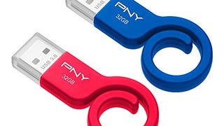 PNY Monkey Tail USB 3.0 Flash Drive, 32GB 2-PK, Blue & Red...