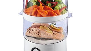 Oster Double Tiered Food Steamer, 5 Quart, White (CKSTSTMD5-...