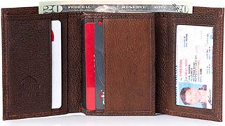 Mens Antique Brown Trifold Wallet Extra Capacity 10 Inside...
