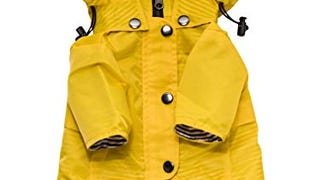 Yellow Zip Up Dog Raincoat with Reflective Buttons, Pockets,...
