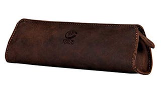 Leather Pencil Case - Zippered Pen Pouch for School, Work...