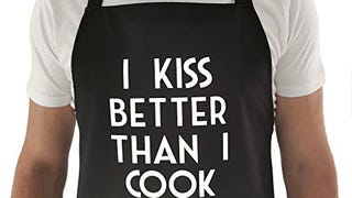 Kiss Better Funny Aprons for Men, Women with Pockets...
