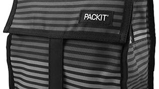PackIt Freezable Lunch Bag with Zip Closure, Gray Stripe,...