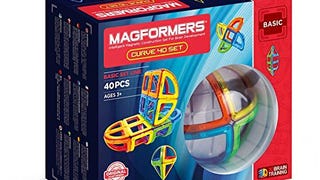 Magformers Curve (40 Piece) Set Magnetic Building Blocks,...