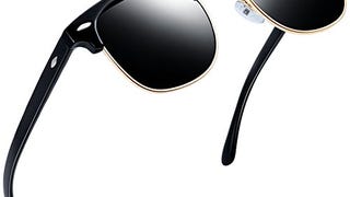 Joopin Polarized Semi Rimless Sunglasses, Retro Brand Horn...