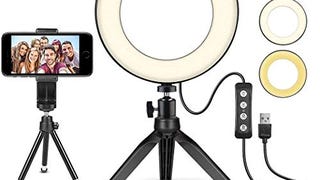LED Ring Light 6" with Tripod Stand for YouTube Video and...