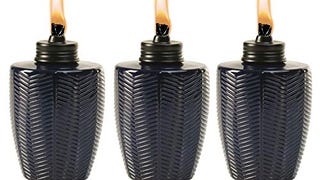 TIKI Brand Herringbone Blue Glass Tabletop Torch (Set of...