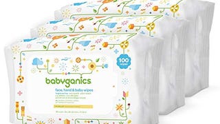 Babyganics Baby Wipes, Unscented, 100 ct, 3 Pack, Packaging...