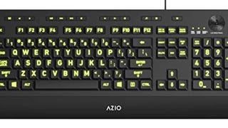 Azio Vision Backlit Computer Keyboard - Wired USB Keyboard...