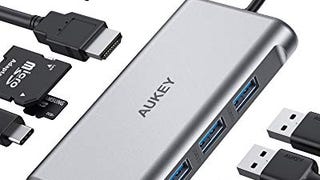AUKEY USB C Hub 8-in-1 with 4K HDMI, Gigabit Ethernet, 3...