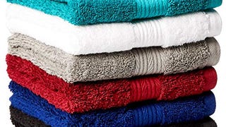 Amazon Basics Fade-Resistant Cotton Hand Towel - 6-Pack,...