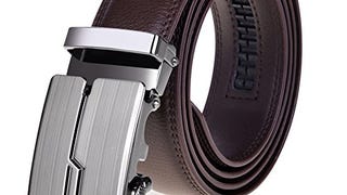 Vbiger Men's Leather Belt Sliding Buckle 35mm Ratchet Belt...