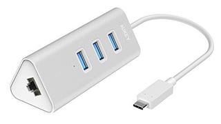 AUKEY USB-C Hub with Ethernet, 3 USB 3.0 Ports, Silver...