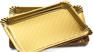 12 Pack Gold Serving Trays, Disposable Rectangle Cookie...