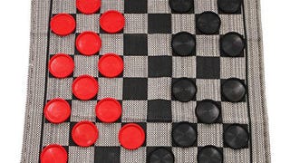 Jumbo Checkers Rug Game, 3 Inch Diameter Pieces (12 Red...
