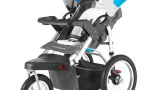 Schwinn Turismo Single Swivel Stroller, Grey/Blue