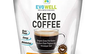 EVOWELL Keto Brown Coffee, Organic Grass Fed Butter, Medium...
