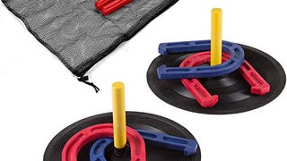 Win SPORTS Rubber Horseshoes Game Set for Outdoor Indoor...