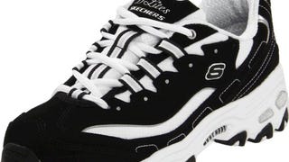 Skechers Sport Women's D'Lites Lace-Up Sneaker, Black/White,...