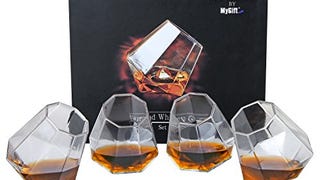 MyGift Tilting Whiskey Scotch Glass, Diamond Shape Liquor...