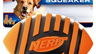 Nerf Dog Rubber Football Dog Toy with Spiral Squeaker,...
