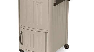 Suncast Outdoor Patio Cooler Cart with Wheels, Taupe/...
