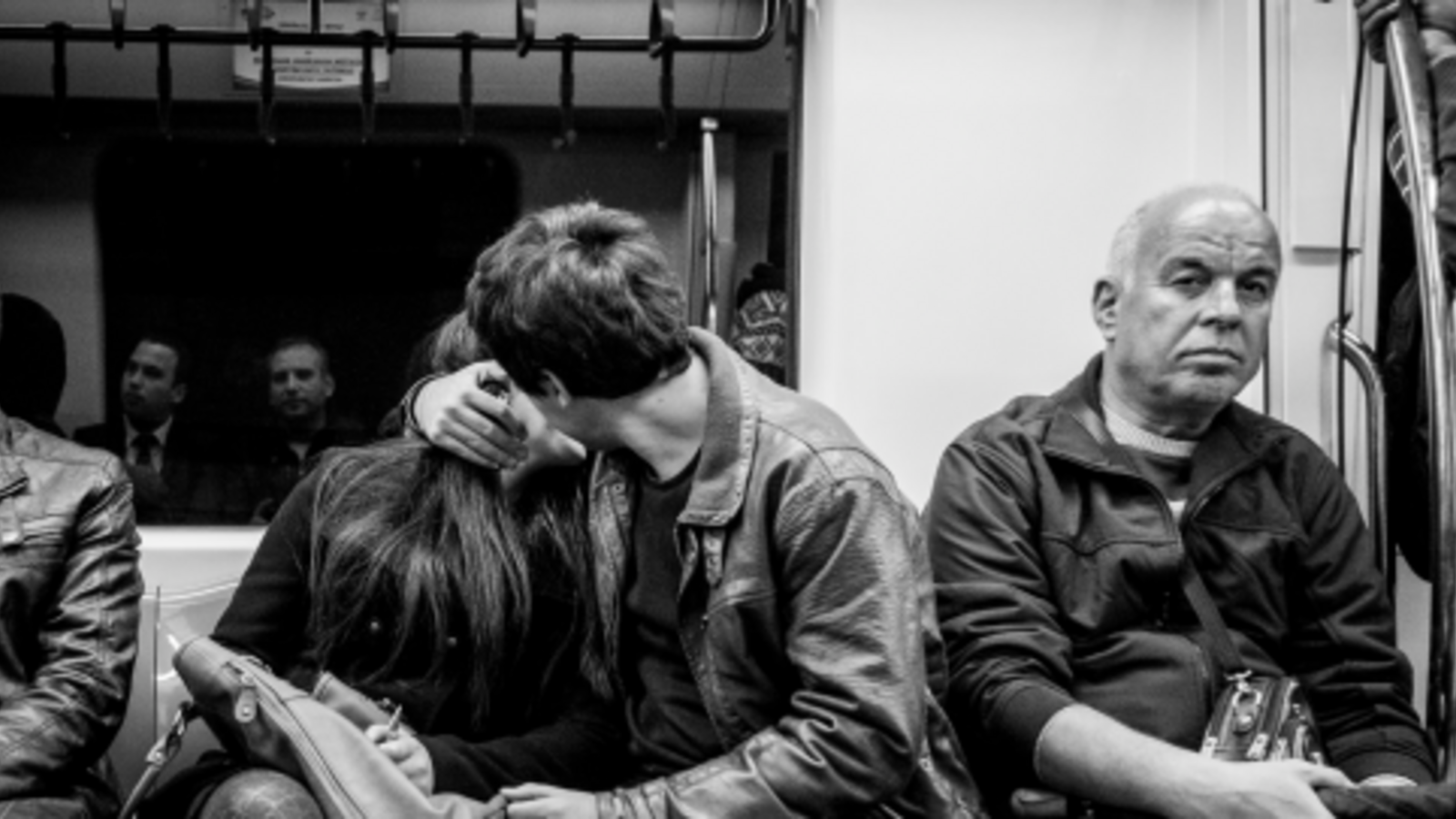 Illustration of kissing through history