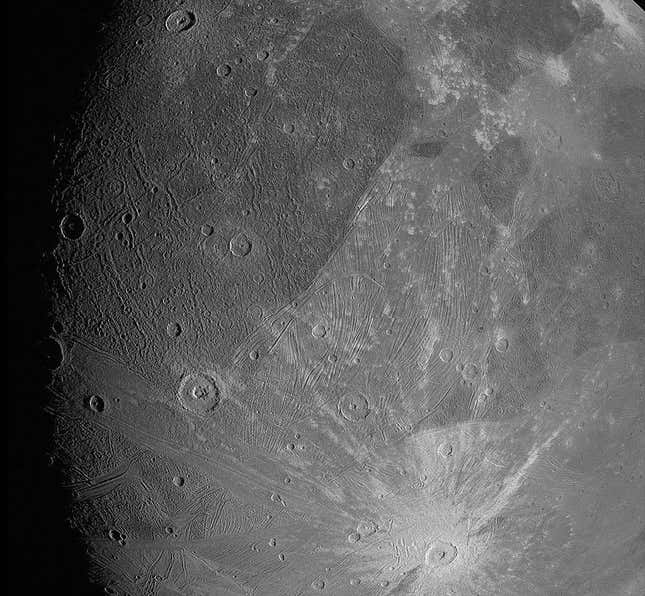 Eine Ansicht Von Ganymed, Wie Sie Von Der Juno-Sonde Abgebildet Wurde. 