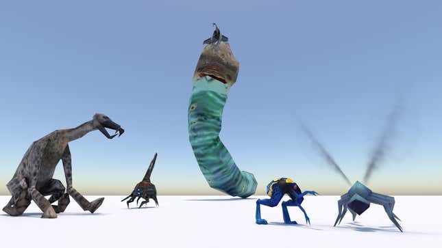 Ein Screenshot Zeigt Einige Geschnittene Kreaturen Aus Halo Combat Evolved. 